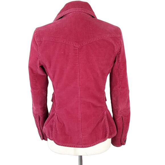 Gap Y2K Pink Corduroy Jacket Blazer Flap Pockets Lined Size 0 XS - Picture 3 of 5